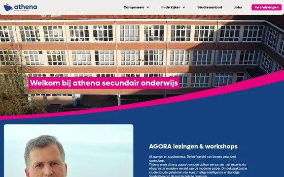 Homepage van de website van athena Scholengroep