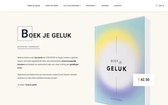 Homepage van de website van Boek je Geluk