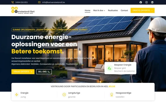 Homepage van de website van Bart Vansteelandt