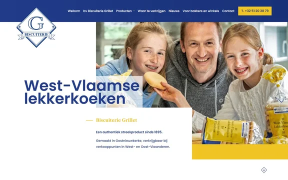 Homepage van de website van Biscuiterie Grillet