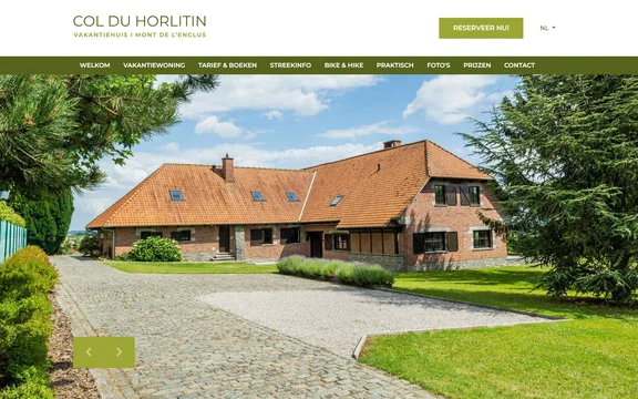 Homepage van de website van Vakantiehuis Col du Horlitin