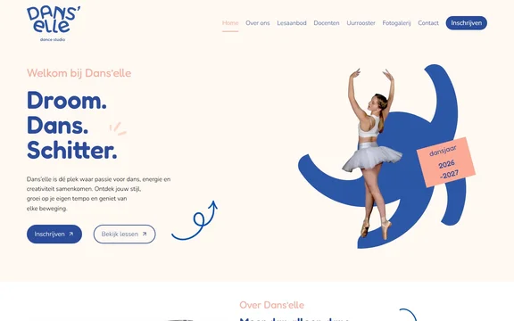Homepage van de website van Dans'elle Dance Studio