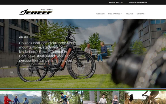 Homepage van de website van Fietsen Deneef