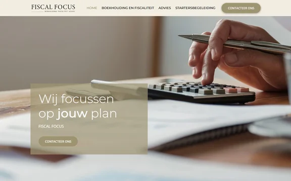 Homepage van de website van Fiscal Focus