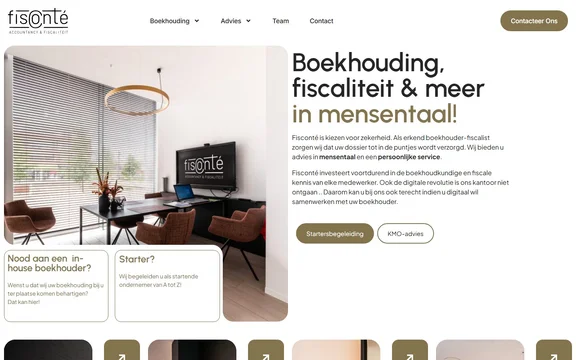 Homepage van de website van Fisconté