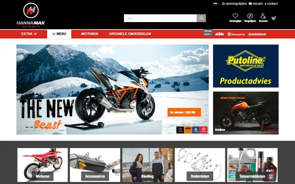 Homepage van de website van Hannamax Motorsport