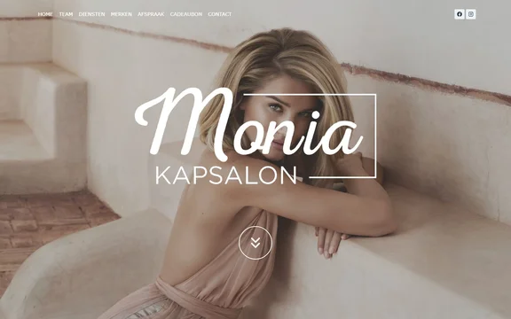 Homepage van de website van Kapsalon Monia
