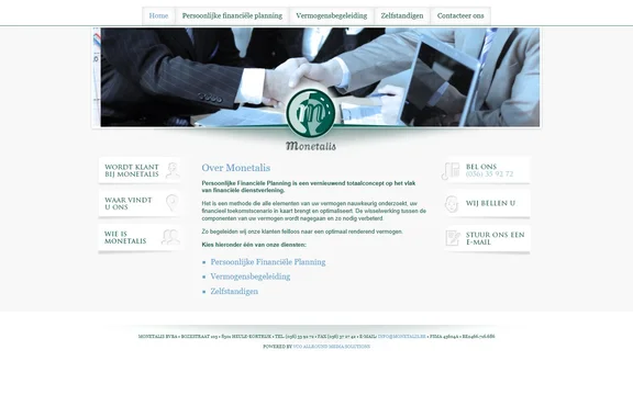Homepage van de website van Monetalis