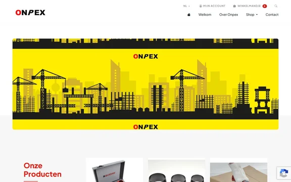 Homepage van de website van Onpex