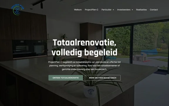 Homepage van de website van ProjectPlan-C
