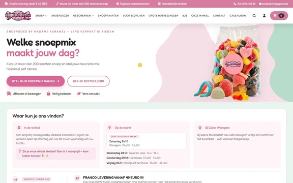Homepage van de website van Snoepgoed.be