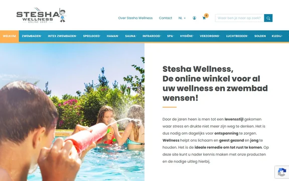Homepage van de website van Stesha Wellness